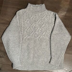 a new day Cable Knit Gray Mockneck Sweater Womens XS chunky knit cozy oversized